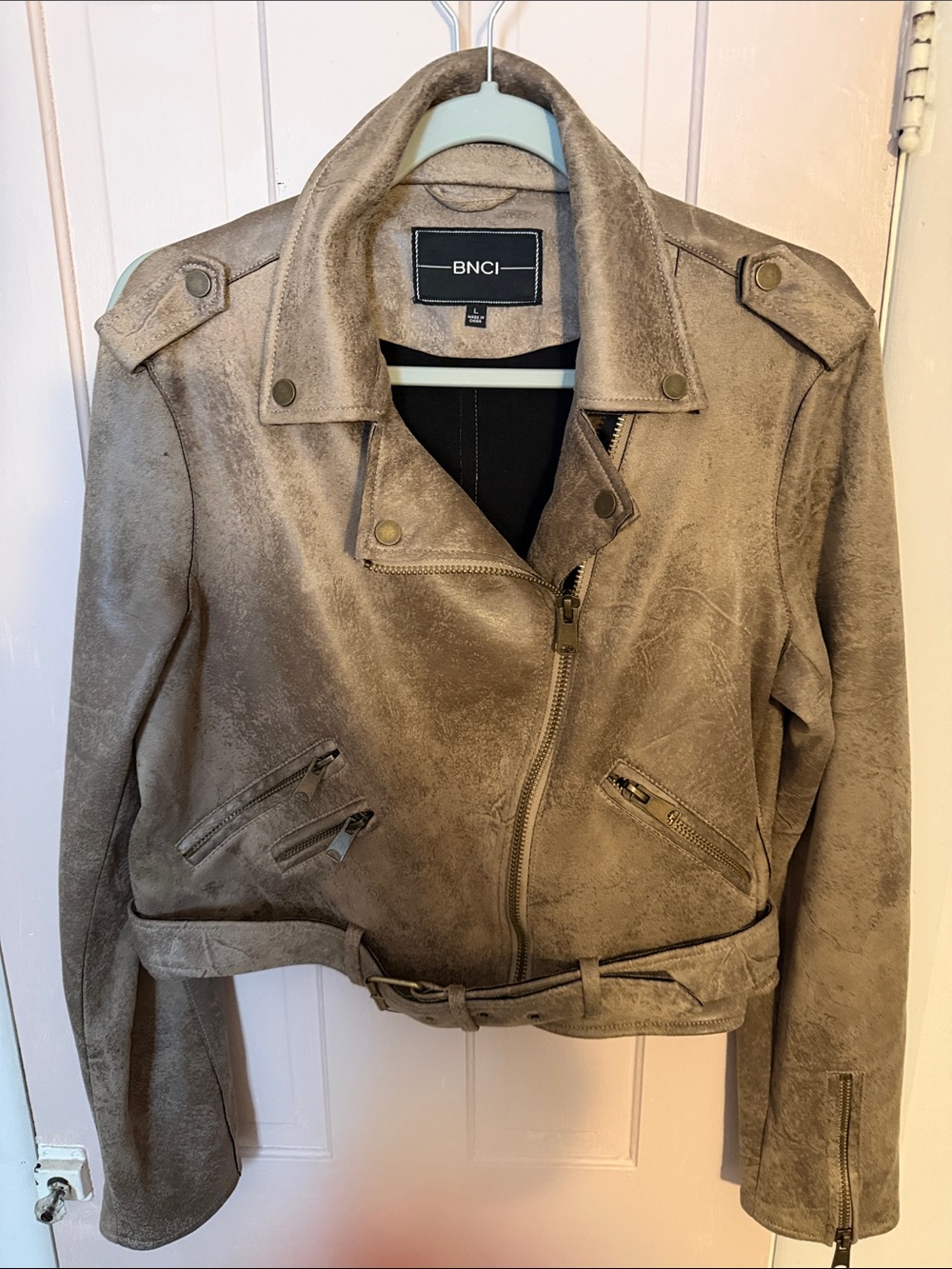 BNCI Taupe Suede Moto Jacket - Women